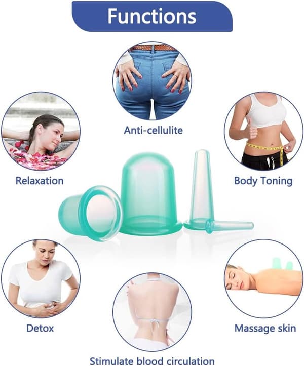 delar Ansiktskoppningskoppar - Koppningsset - Koppning celluliter - Anti-cellulit koppning ansiktskoppning - Massagekoppningskoppar - Grön