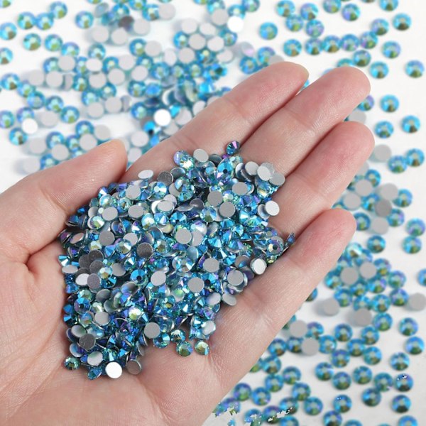 14400 stk Akvamarin AB Flatback Rhinestones for Nails, SS16, 3.8-4.0mm Aquamarine AB SS16/14400pcs