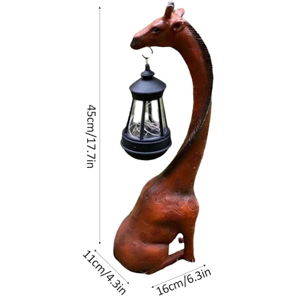Solcellsbelyst djurstaty - Giraffskulptur | Roliga utomhusdekorationer | Hartsupplyst trädgårdsdekoration | Kreativ trädgårdsaccent Sittande position