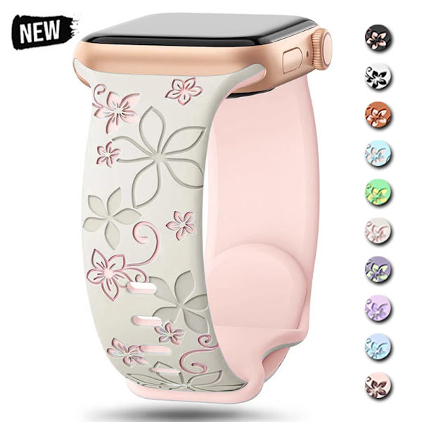 Kaiverrettu ranneke Apple Watchille 40mm 44mm 41mm 49mm 45mm 38mm 42mm silikoninen ranneke iWatch-sarjoille 9 7 se 6 5 4 8 ultra sininen 42mm 44mm 45mm 49mm