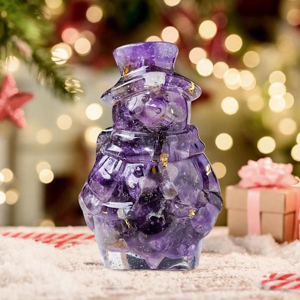 Amethyst Krystal Snemand Figur - 3D Julekollektion Miniature Amethyst