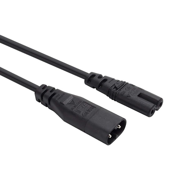 IEC 60320 C8-liitin C7-pistorasiaan Uros naaras Virransyöttöjohdon jatkojohto Päävirta-adapterikaapeli (30 cm)