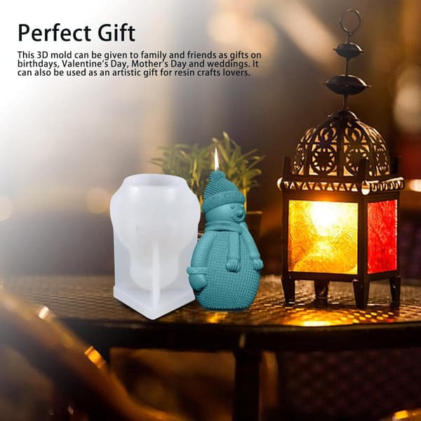 3D Julelysform, Snemand Silikonform til DIY Lys og Dekorationer White