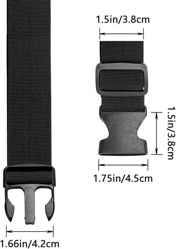 Fanny Pack Bælteforlænger Justerbar Elastisk Rem til Taljeposer, 2 Pak (Sort) Extender Belt - 1.5 inches