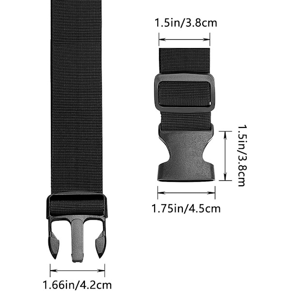 Fanny Pack Belteforlenger Justerbar Elastisk Stropp for Midjevesker, 2-pakning (Svart) Extender Belt - 1.5 inches
