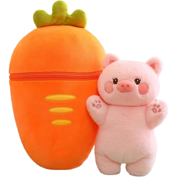 Kawaii mansikkapupu pehmo – käännettävä porkkanatyyny, jänis, pehmolelu pojille ja tytöille Gul gris
