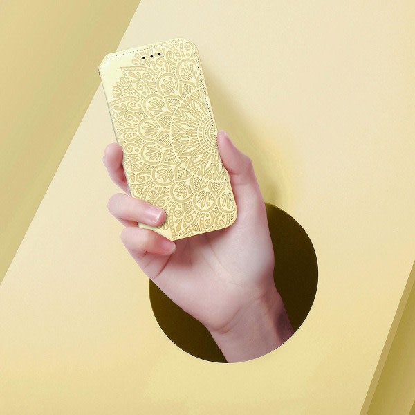 SQBB Case för Iphone 12 Pro plånboksmönster Etui Handytasche Coque präglat cover - guld null ingen