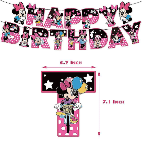 SQBB Minnie Mouse Ladan Födelsedagsfest Dekorationer Tillbehör Banner Ballonger Tårtdekorationer Set