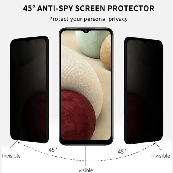 CQBB Lot-3 Anti-Spy härdat glas för Samsung Galaxy A12 skyddsfilm
