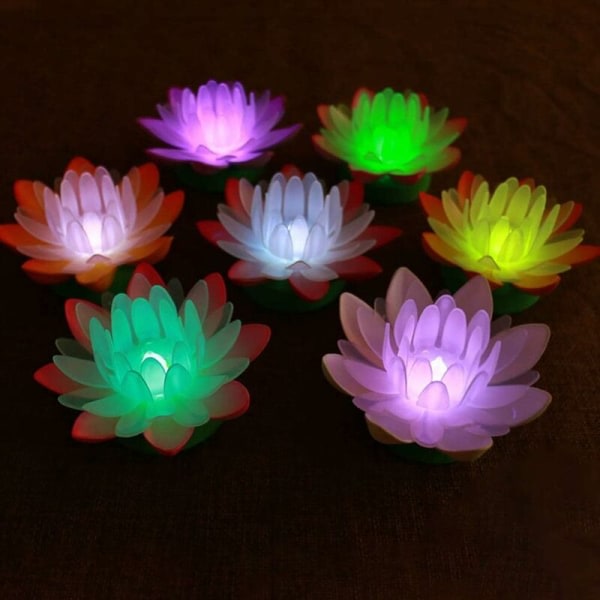 2st Lila LED Flytande Lotus Ljus Vattentät Solar Pool Näckros Flytande Lykta Lotus Blomma för trädgård Pool Dekoration