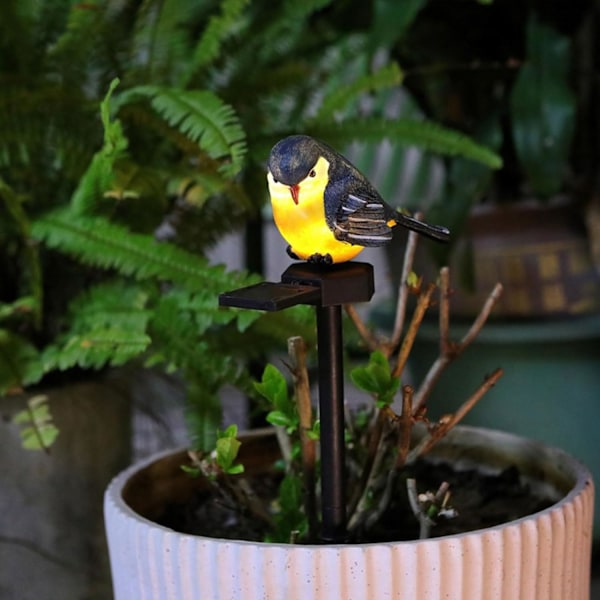 Solcelledrevet havefigur - fuglestatue lampe | LED stibelysning | baghave græsplæne dekoration | naturinspirerede haveindsatser | udendørs accent Orkidé fågel
