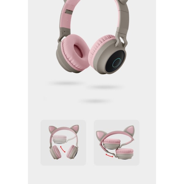 Bluetooth-headset med kattöra, spelheadset Blågrön