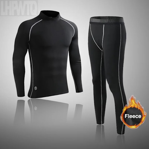 Sportunderkläder för män Fleece Thermal Compression Strumpbyxor Ski Bas Layer Träningsoverall Barn Vinter Thermal Underwear Running Set G set S