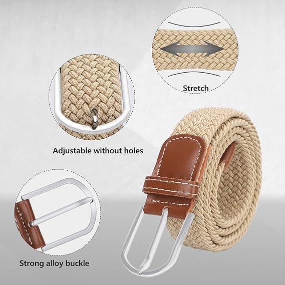 1 stk. khaki elastisk vevd belte, moderne elastisk vevd