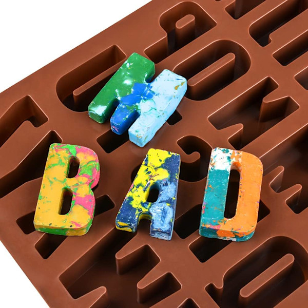 2-Pack Large Silicone Alphabet Mold for Cake, Crayon, Resin - Brown