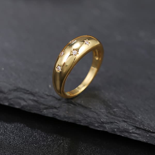 Gullringer Set, 18K Gullbelagte Stablebare Ringer for Kvinner