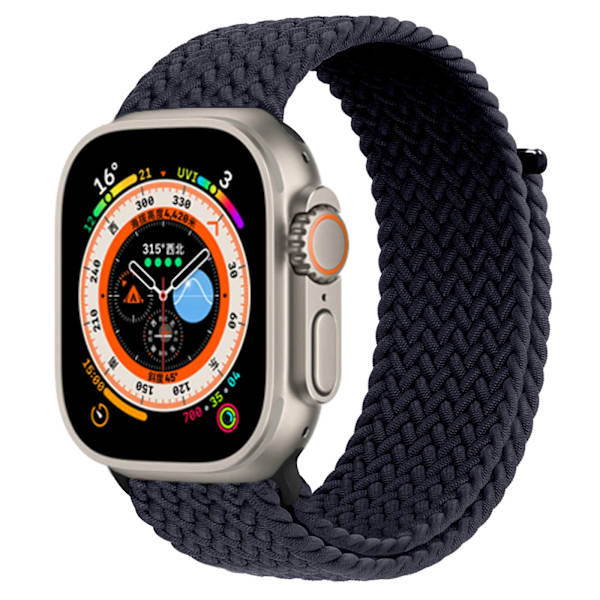 Flätad Solo Loop för Apple Watch-band 40 mm 44 mm 49 mm 45 mm 41 mm 38 mm 42 mm Elastiskt armband iWatch series 9 8 7 se Ultra 2 Strap charcoal S-storlek