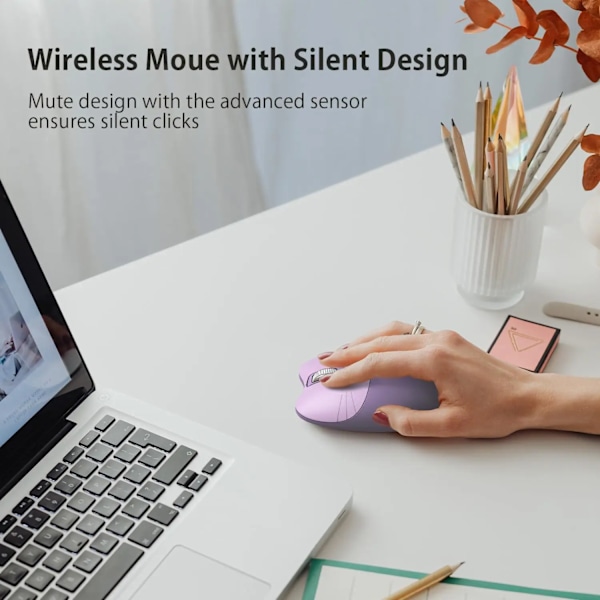Mofii sød kat 2.4G trådløs mus, USB-modtager plug and play, 3 justerbar DPI, kompatibel med bærbar computer, PC, computer M3 Lilla farve