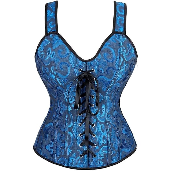 Korsetter for kvinner Overbust Bustier Top Gothic Sexy Shoulder Blue6806 4XL Blue6806 4XL