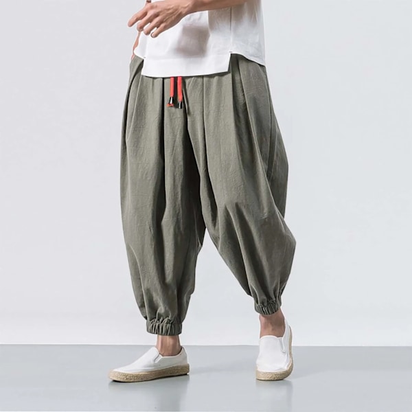 2024 Nytt Mode Dragsnöre Harem Byxor Män Baggy Jogging Byxor Japanska Män Skriv Bred Ben Byxor Man Casual Lo. Byxor GY2 L