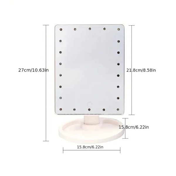 1 st LED skrivbords nattlampa sminkspegel skrivbord 360 graders roterande förvaring beröringskänslig sminkspegel Vit 22 ljus