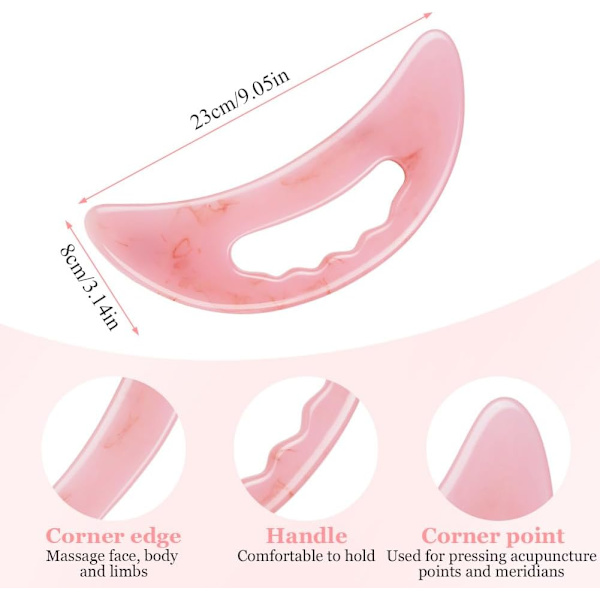 Suuri Gua Sha -hierontalaite, lymfaterapiahierontalaite ja selluliittihierontalaite jaloille, kasvoille, selälle ja lihaskivun lievitykseen Rosa-B