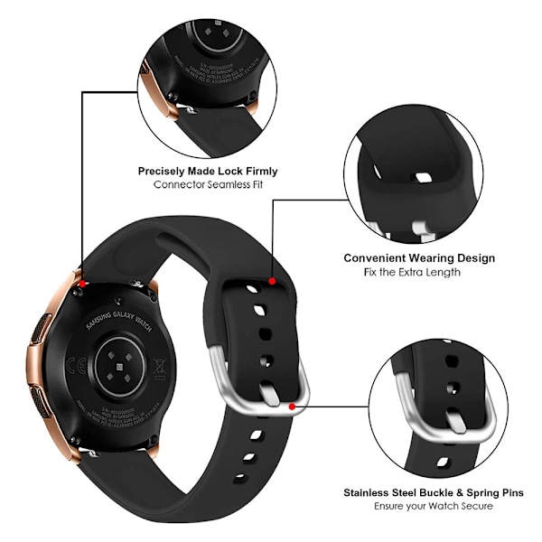 20 mm 22 mm silikonband för Samsung Galaxy Watch Active 2 Watch 3 4 5 6 45 mm 42 mm 47 mm Gear S3 Armbandsrem för Amazfit bip Color 18 22mm