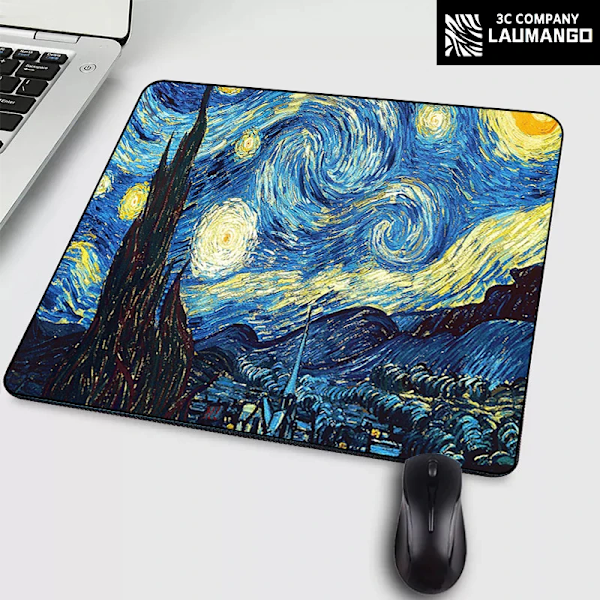 Lille musemåtte Tegneserie Van Gogh Illustration Pc Gamer-skab Tangentbord Skrivebordsunderlag Computerspil Tilbehør Musemåtte Animemåtter JH003773 30x35cm