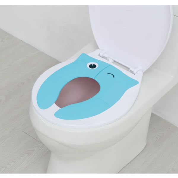 CQBB Blå hopfällbar resetoalettreducerare Bärbar toalettstol för barn för Baby Comfort PP-material med 4 halkfria silikonkuddar och 1 bärväska