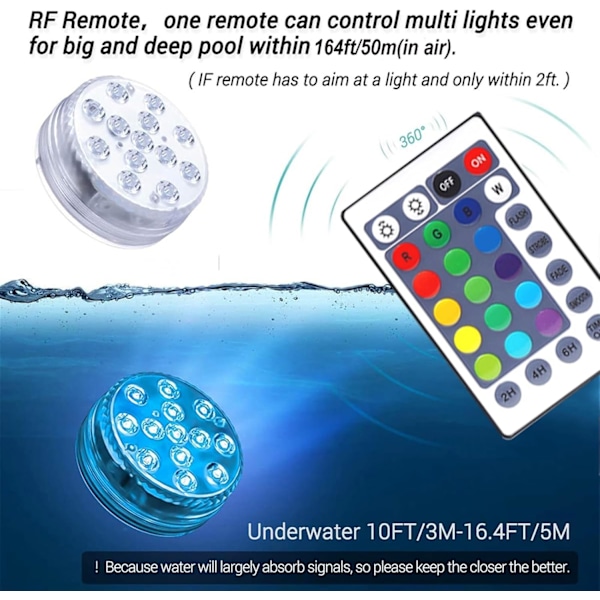 Pool Badekar Lys Syv Farver 13 Lys New USB Rechargeable - 13 Lights 2 lights + 1 remote control