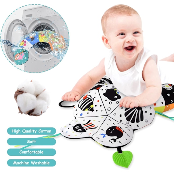 1 Tummy Time Pude, ammepude med tyggelegetøj og spejl-legetøj til sikker og sjov mavetid, styrker muskler, egnet til babyer Paint: