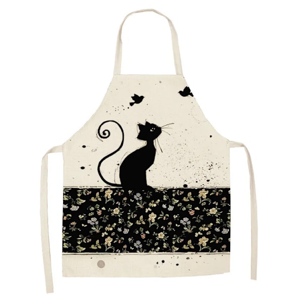 Kök Bomull Linne Förkläden För Män Kvinnor Söt Tecknad Katt Ärmlös Förkläde Bibs Hem Kaffe Shop Städning Bakning Matlagning Förkläde style 5 38x47cm