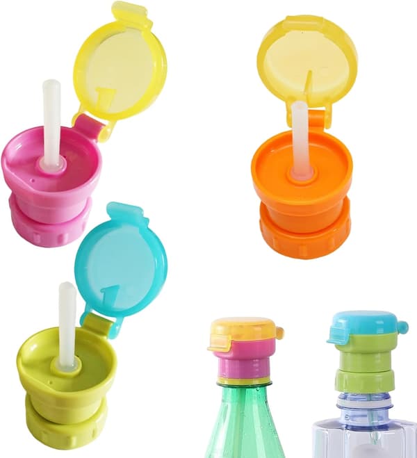 3 stycken halmlock Portable Anti-Suffocation Straw Lids Clamshell Straw Adapter Spill-Proof Lock för de flesta flaskor Straw Dispenser
