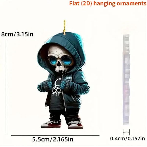 Cool Skull Backview Speglar Hänge Smycken Bil Hängande Prydnader Bil Dekoration Tillbehör Gåvor För Kvinnor Män Jul Dekoration Skalle