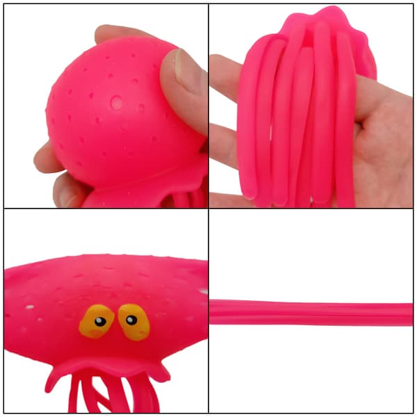 3 stk Blæksprutte Vandkugler - Gummi Blæksprutte Badelegetøj - Sensorisk Stressaflastning Pool Legetøj - Søde Blæksprutte Vandlegetøj, Diameter: 6,5 cm
