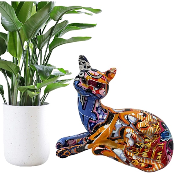 Harts graffiti kattestatuer | Dekorative pyntefigurer | Bardisk og tilbehør til boligindretning Benägen position