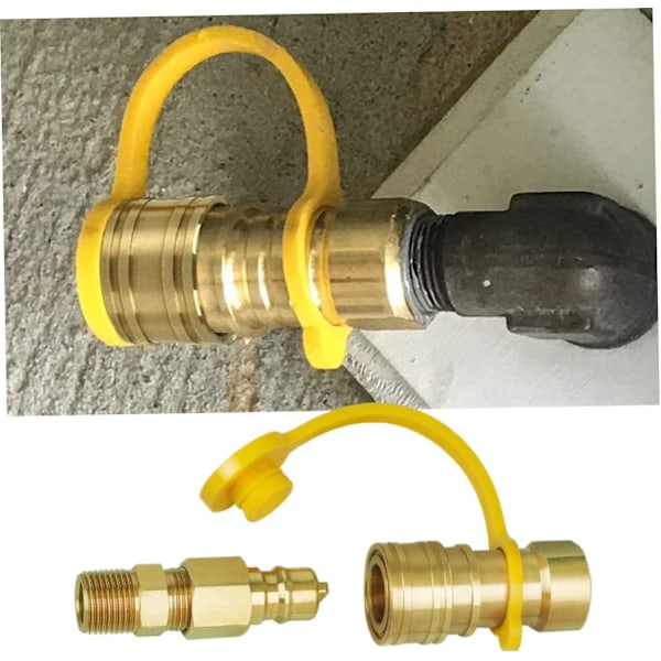 Propan hurtigkoblinger Messing 3/8 tommer naturgass grill slange Plug Set Connector Verktøy Forbruksvarer og tilbehør (gull)(1 stk)