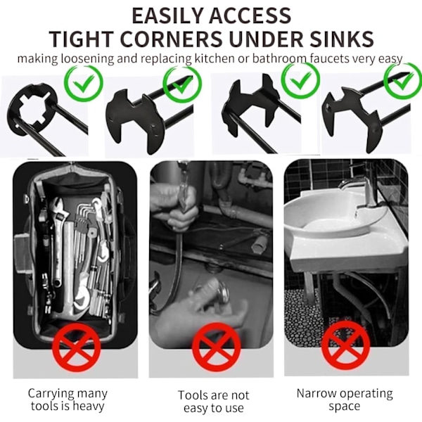 2 stk Universal Vask- og Krannøkkelsett, 7 Størrelser, Jern VVS-Verktøy