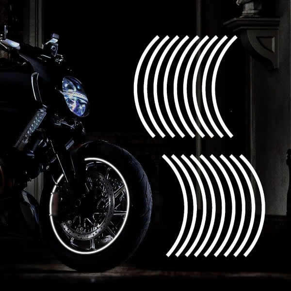 SQBB 12" reflekterande hjulfälgtejp klistermärke för motorcykelhjul Bil Cykel Cykel Natt Reflekterande säkerhetsdekorationsrand Universal (Vit)