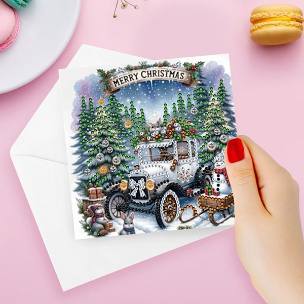 12/8/6/4-pack Diamantkonst Julgranskortsats, DIY Handgjorda Kristallkonstkort HK059