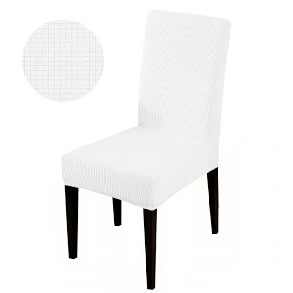 Elastiskt överdrag Stretch sits överdrag Jacquard Spandex fodral för köksstol Säte Hem Hotell Bankett 4776-vit 1st