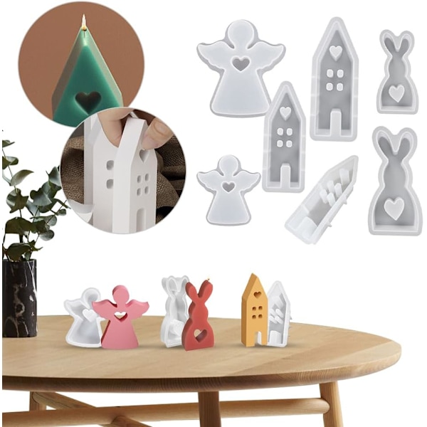 Påske Silikonformer, 3D Kaninform for Baking & Håndverk, Påskedekorasjonssett F – rabbit 2 pieces