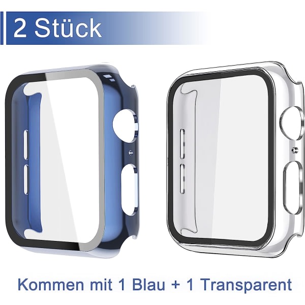 Smart Watch case, allt-i-ett-skärmskydd Apple Watch Blue+Clear Case 40mm/41mm/44mm/45mm