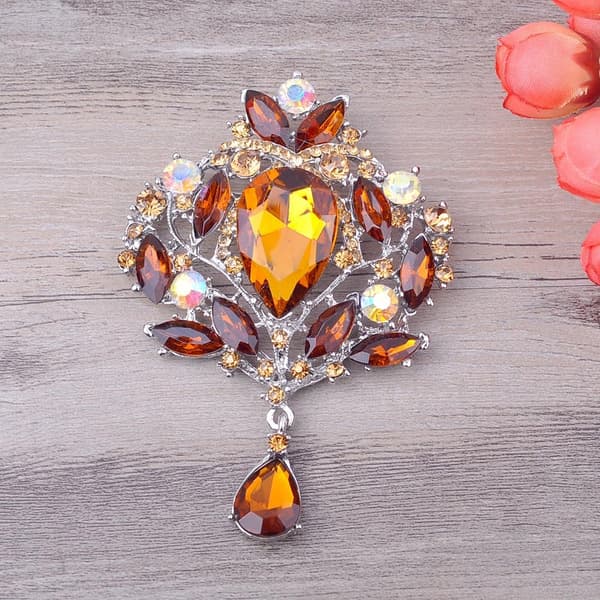 Bröllop Brude Stor Krystal Rhinestone Buket Broche Sjal Nål til Kvinder-max