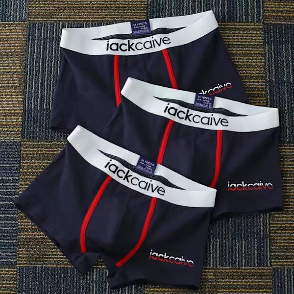 Trosor för män Bomull Herrunderkläder Boxers Printed boxer Bekväma shorts Herrunderkläder L-3XL 3pcs Navy Blue L 55-65KG