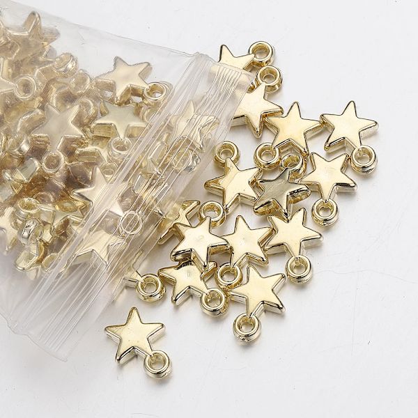 100 stk. Ccb akrylperler charms anheng 9 mm stjerne gullfarge sølvfarge charm perler for smykkefremstilling fine av gullfarge