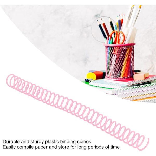 Spiralbundna spolar, 20 stycken, spiralbundna plastspolar, 19 mm, 3/4 tum innerdiameter, 30 hål, spiraler för A4 och A5 anteckningsböcker (rosa) ROSA