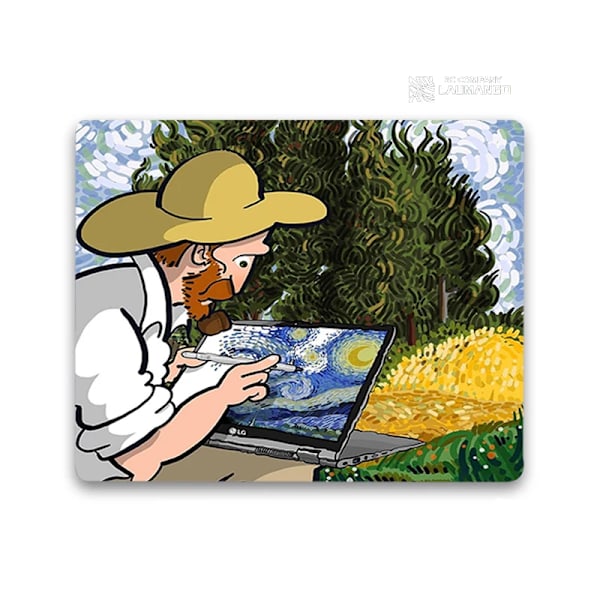 Lille musemåtte Tegneserie Van Gogh Illustration Pc Gamer-skab Tangentbord Skrivebordsunderlag Computerspil Tilbehør Musemåtte Animemåtter ZY003222 25x29cm