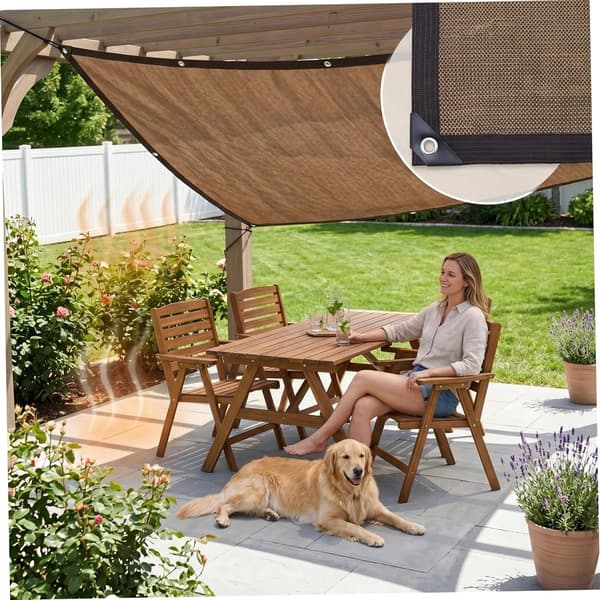 Solsejl, UV-blokerende åndbart polyethylennet med forstærkede hjørner til terrasse, have, pergola, brun, 3 x 4 m