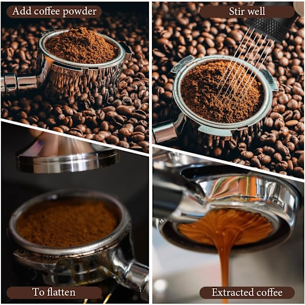WDT-verktøy Aluminiumslegering Kaffeomrører Distributør 7 Nåler 0,3 mm + 10 Erstatningsboller Espresso-nål med Holder Espresso Kaffe Blender